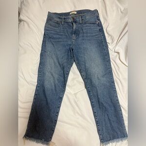 Madewell Perfect Vintage Fit Medium Wash Frayed Bottom Denim Jeans